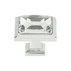 Legacy Crystal Square Knob 1 5/16 Inch - Polished Chrome - CH