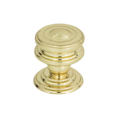 Campaign Round Knob 1 1/4 Inch - Polished Brass - PB