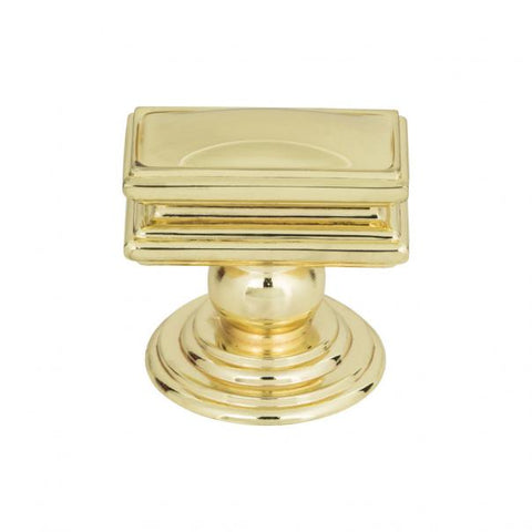 Campaign Rectangle Knob 1 1/2 Inch - Polished Brass - PB