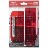 Red decorative hardware mounting template kit.