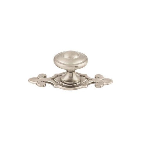 Canterbury Knob 1 1/4 Inch w/Backplate - Brushed Satin Nickel