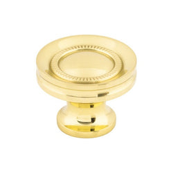 Button Faced Knob 1 1/4 Inch - Polished Brass - PB