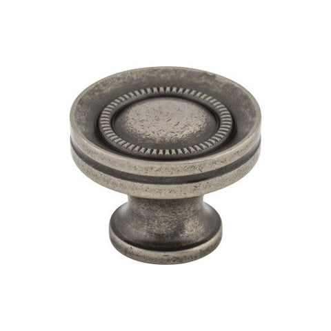 Button Faced Knob 1 1/4 Inch - Pewter Antique - PTA