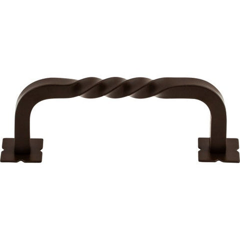 Square Twist D-Pull w/Backplates 3 3/4 Inch (c-c) - Oil Rubbed