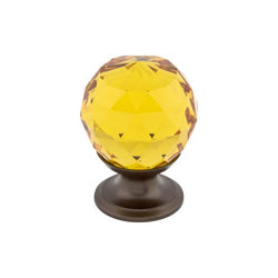 Amber Crystal Knob 1 1/8 Inch w/ Oil Rubbed Bronze Base - ORB