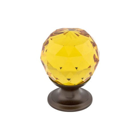 Amber Crystal Knob 1 1/8 Inch w/ Oil Rubbed Bronze Base - ORB