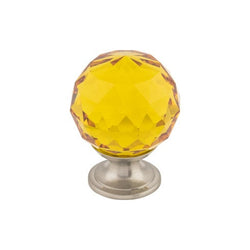 Amber Crystal Knob 1 3/8 Inch w/ Brushed Satin Nickel Base - B