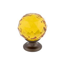 Amber Crystal Knob 1 3/8 Inch w/ Oil Rubbed Bronze Base - ORB