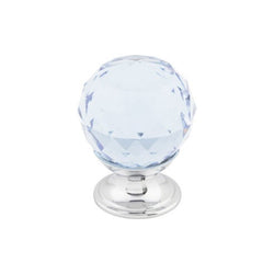 Light Blue Crystal Knob 1 1/8 Inch w/ Polished Chrome Base - P