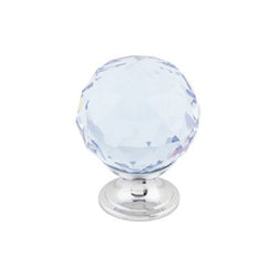 Light Blue Crystal Knob 1 3/8 Inch w/ Polished Chrome Base - P