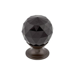 Black Crystal Knob 1 1/8 Inch w/ Oil Rubbed Bronze Base - ORB