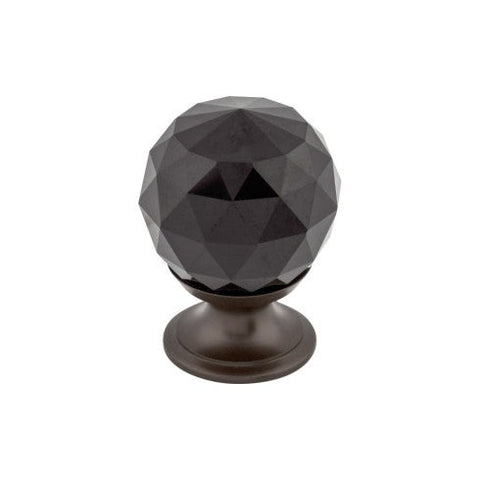 Black Crystal Knob 1 1/8 Inch w/ Oil Rubbed Bronze Base - ORB