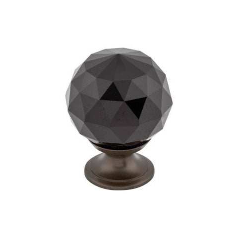 Black Crystal Knob 1 3/8 Inch w/ Oil Rubbed Bronze Base - ORB