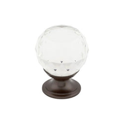 Clear Crystal Knob 1 1/8 Inch w/ Oil Rubbed Bronze Base - ORB