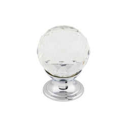 Clear Crystal Knob 1 1/8 Inch w/ Polished Chrome Base - PC