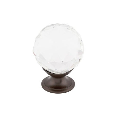 Clear Crystal Knob 1 3/8 Inch w/ Oil Rubbed Bronze Base - ORB