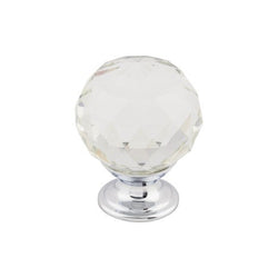 Clear Crystal Knob 1 3/8 Inch w/ Polished Chrome Base - PC