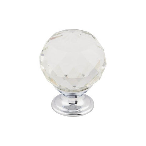 Clear Crystal Knob 1 3/8 Inch w/ Polished Chrome Base - PC