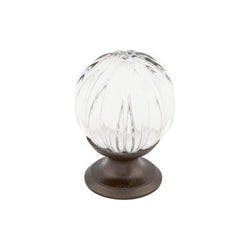 Clear Melon Crystal Knob 1 1/8 Inch w/ Oil Rubbed Bronze Base