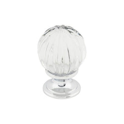 Clear Melon Crystal Knob 1 1/8 Inch w/ Polished Chrome Base -