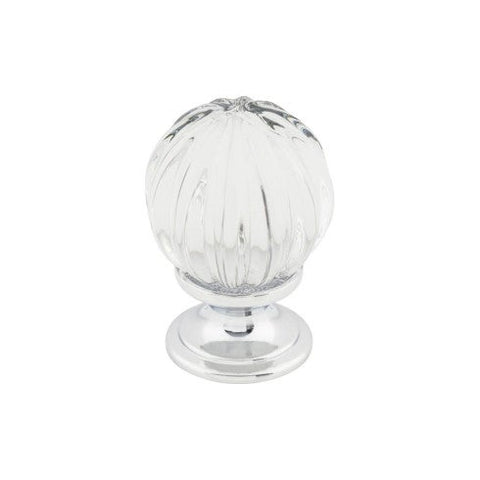 Clear Melon Crystal Knob 1 1/8 Inch w/ Polished Chrome Base -