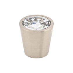 Clear Crystal Center Knob 1 1/16 Inch w/ Brushed Satin Nickel