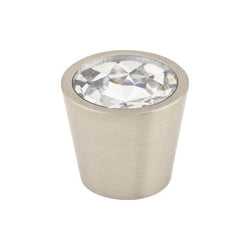 Clear Crystal Center Knob 3/4 Inch w/ Brushed Satin Nickel She