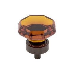 Wine Octagon Crystal Knob 1 3/8 Inch w/ Oil Rubbed Bronze Base