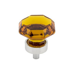 Wine Octagon Crystal Knob 1 3/8 Inch w/ Polished Chrome Base -