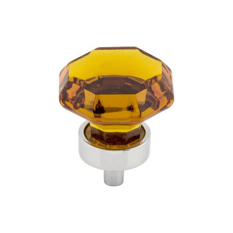 Wine Octagon Crystal Knob 1 3/8 Inch w/ Polished Chrome Base -