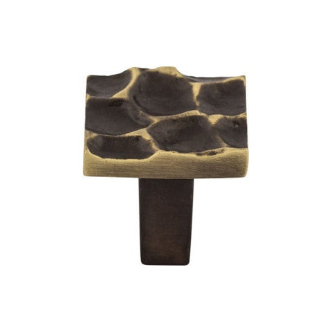 Cobblestone Square Knob 1 1/8 Inch - Brass Antique - BA