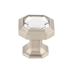 Crystal Emerald Knob 1 1/8 Inch - Brushed Satin Nickel - BSN