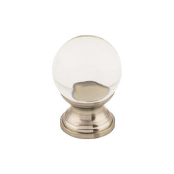 Clarity Clear Glass Round Knob 1 Inch - Brushed Satin Nickel B