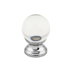 Clarity Clear Glass Round Knob 1 Inch - Polished Chrome Base -