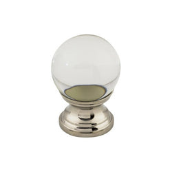 Clarity Clear Glass Round Knob 1 Inch - Polished Nickel Base -