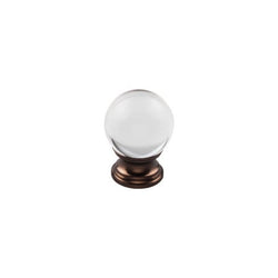 Clarity Clear Glass Round Knob 1 3/16 Inch - Oil Rubbed Bronze