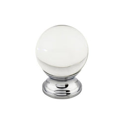 Clarity Clear Glass Round Knob 1 3/16 Inch - Polished Chrome B