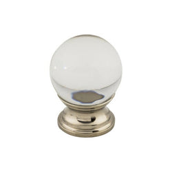 Clarity Clear Glass Round Knob 1 3/16 Inch - Polished Nickel B