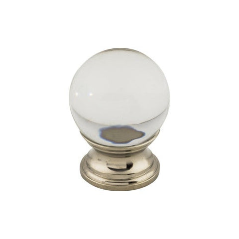 Clarity Clear Glass Round Knob 1 3/16 Inch - Polished Nickel B