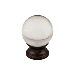 Clarity Clear Glass Round Knob 1 3/8 Inch - Oil Rubbed Bronze