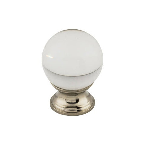 Clarity Clear Glass Round Knob 1 3/8 Inch - Polished Nickel Ba