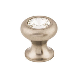 Hayley Crystal Knob Clear 15/16 Inch - Brushed Satin Nickel Ba