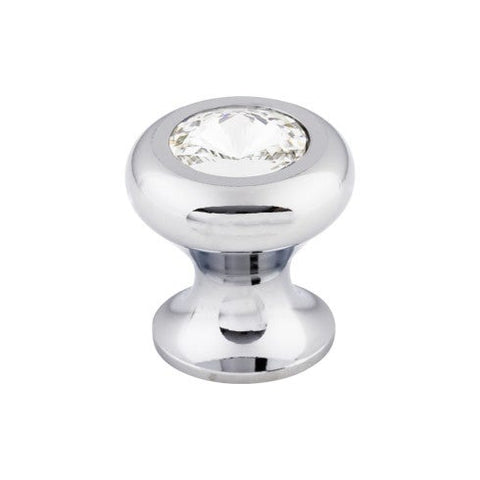 Hayley Crystal Knob Clear 15/16 Inch - Polished Chrome Base -